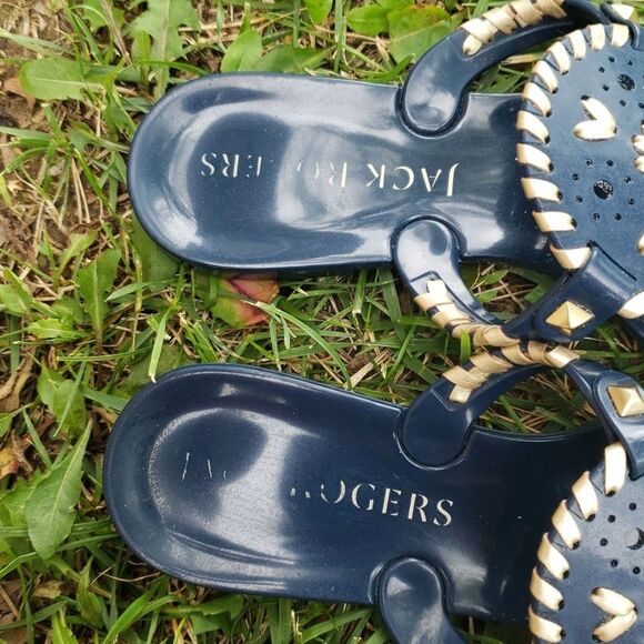 Jack Rogers Womens Georgica Jelly Sandals Slide Size 7 Beachy Vacation Navy Blue - Picture 8 of 12